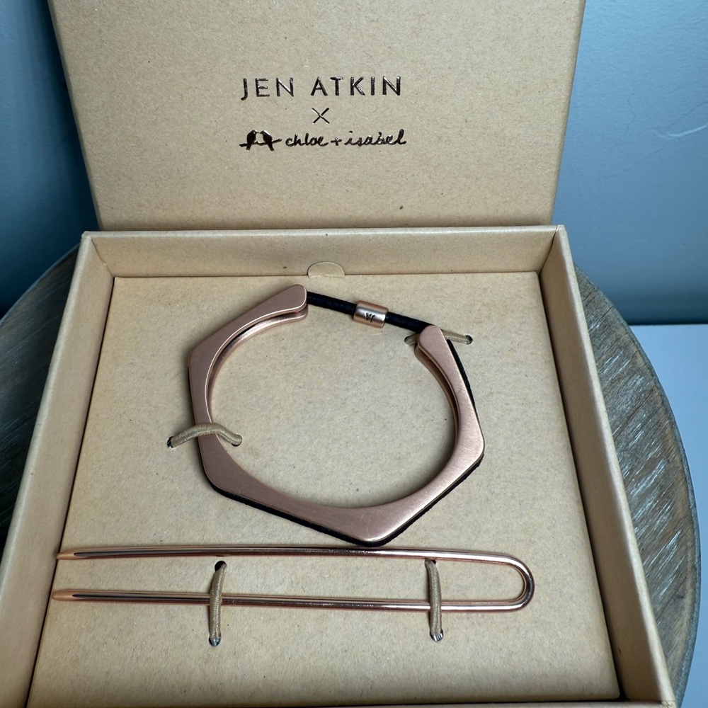 Chloe + Isabel x Jen Atkin Rose Gold Hair Cuff & Pin Set NIB